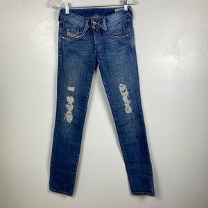 Diesel Clush Blue Distressed Jeans Wash 008AR women’s size W24 L32